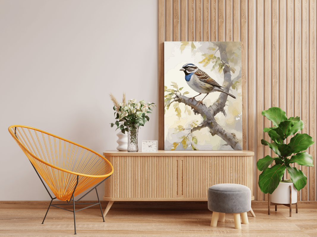 DIY Paint by numbers kit - Serene Sparrow on Branch Paint by Number Kit