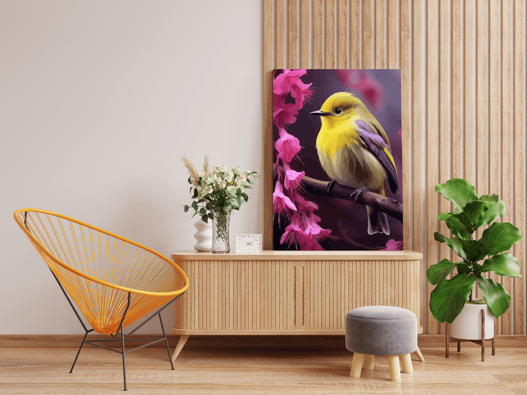 DIY Paint by numbers kit - Bright Bird and Blossoms Paint by Number Kit
