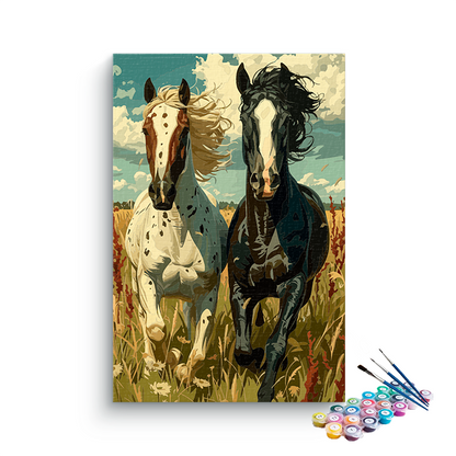 DIY Painting Kit -Galloping Horses in Meadow Paint by Number Kit