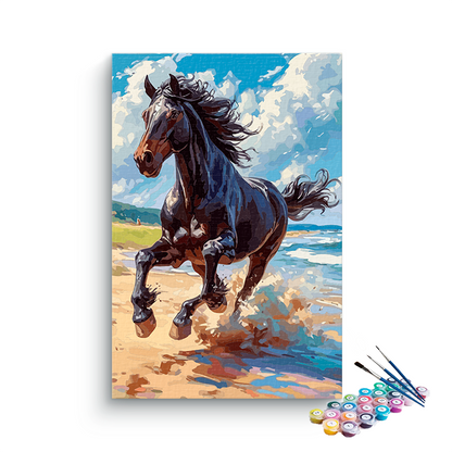 DIY Painting Kit -Galloping Black Stallion Paint by Number Kit
