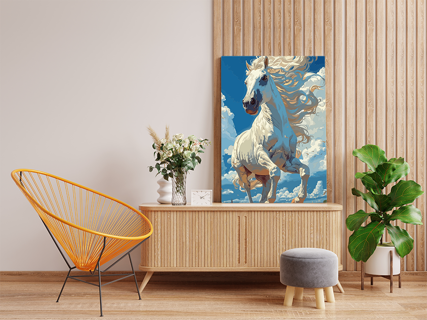 DIY Paint by numbers kit - Majestic White Stallion Paint by Number Kit