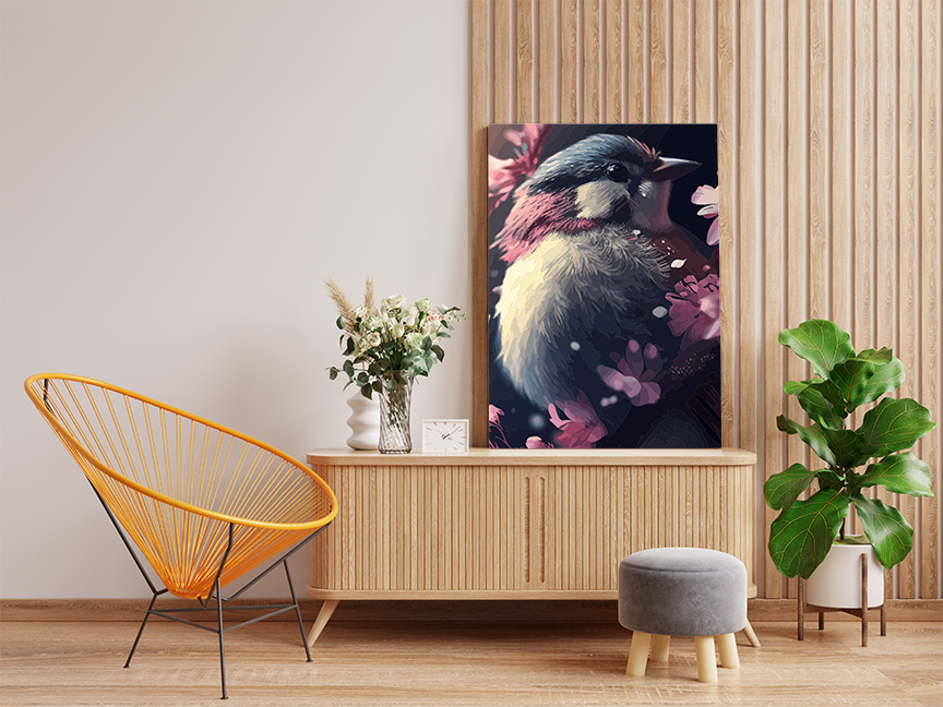 DIY Paint by numbers kit - Cherry Blossom Bird Paint by Number Kit