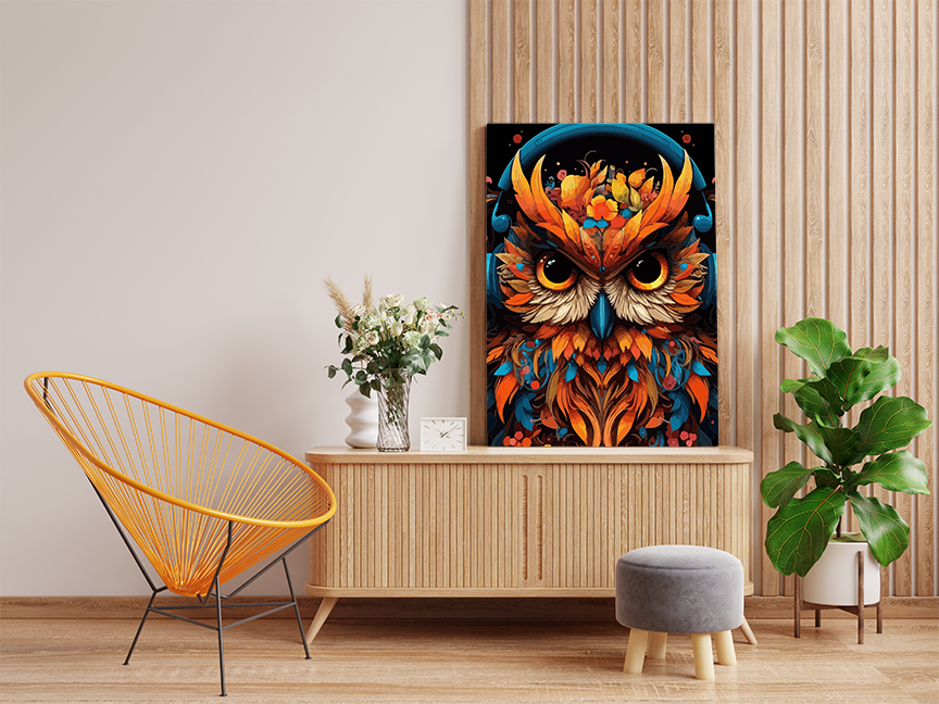 DIY Paint by numbers kit - Vibrant Owl Portrait Paint by Number Kit
