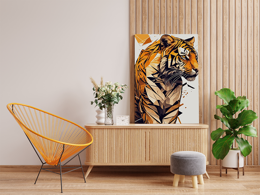 DIY Paint by numbers kit - Geometric Tiger Portrait Paint by Number Kit