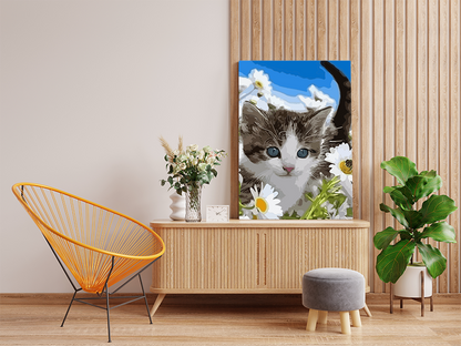DIY Paint by numbers kit - Kitten in Daisies Paint by Number Kit