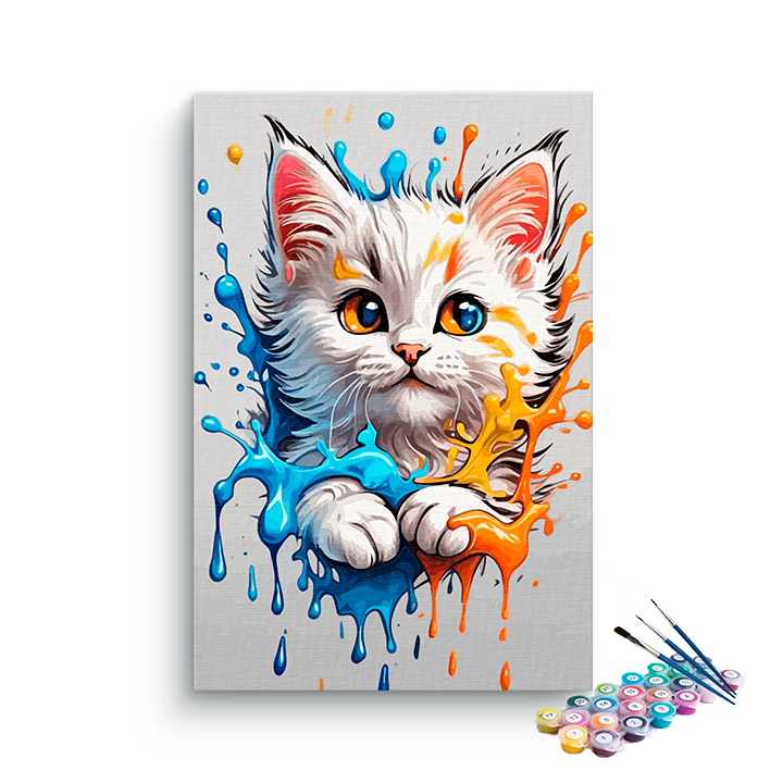 DIY Painting Kit -Playful Kitten Splash Paint by Number Kit