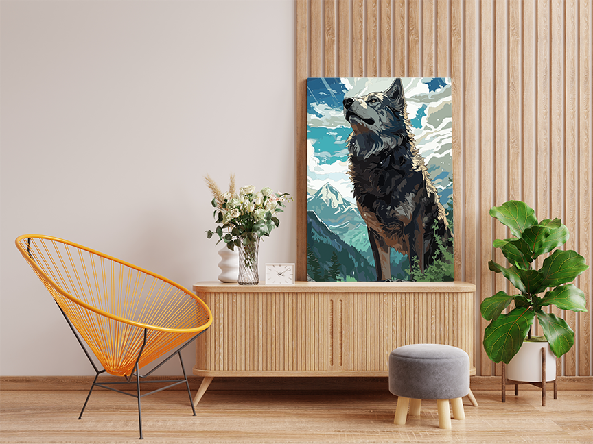 DIY Paint by numbers kit - Wolf in the Mountains Paint by Number Kit