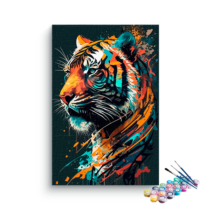 DIY Painting Kit -Colorful Tiger Head Paint by Number Kit