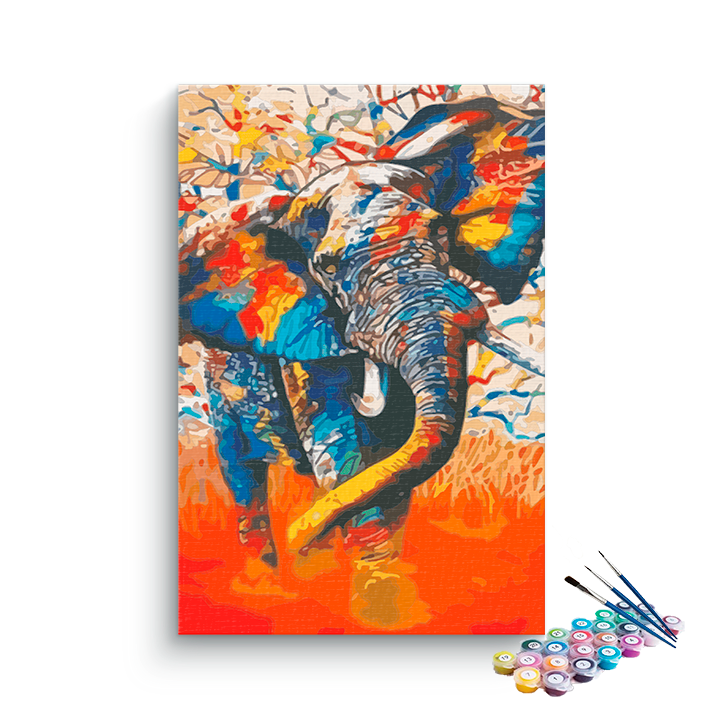 DIY Painting Kit -Abstract Elephant Paint by Numbers Kit