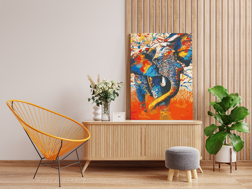 DIY Paint by numbers kit - Abstract Elephant Paint by Numbers Kit