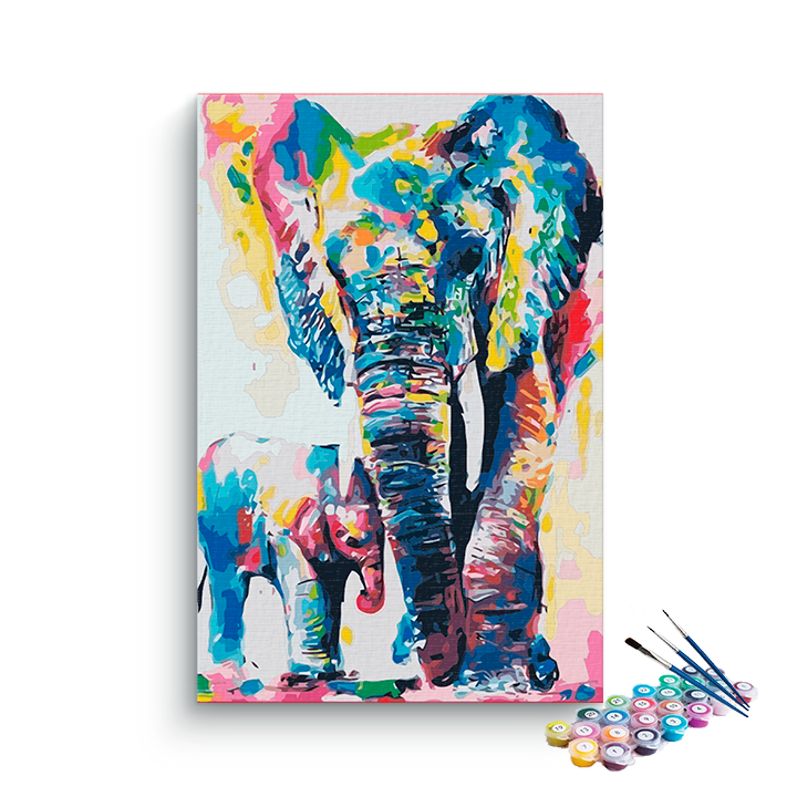 DIY Painting Kit -Playful Elephants Paint by Numbers Kit