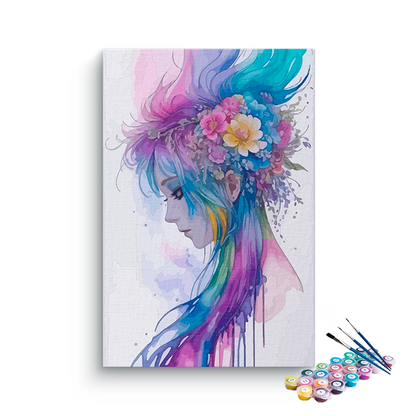 DIY Painting Kit -Enchanting Floral Hair Paint by Numbers Kit