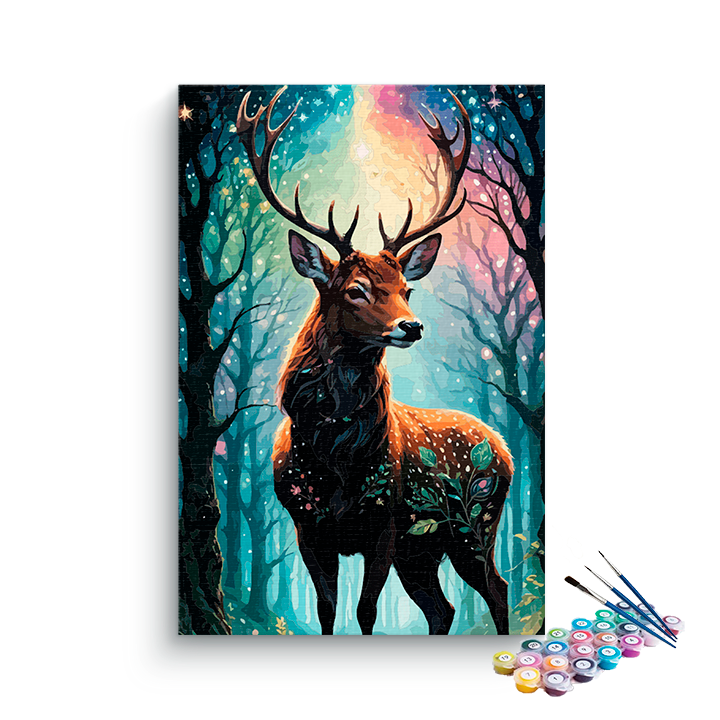 DIY Painting Kit -Majestic Deer in an Enchanted Forest Paint by Numbers Kit