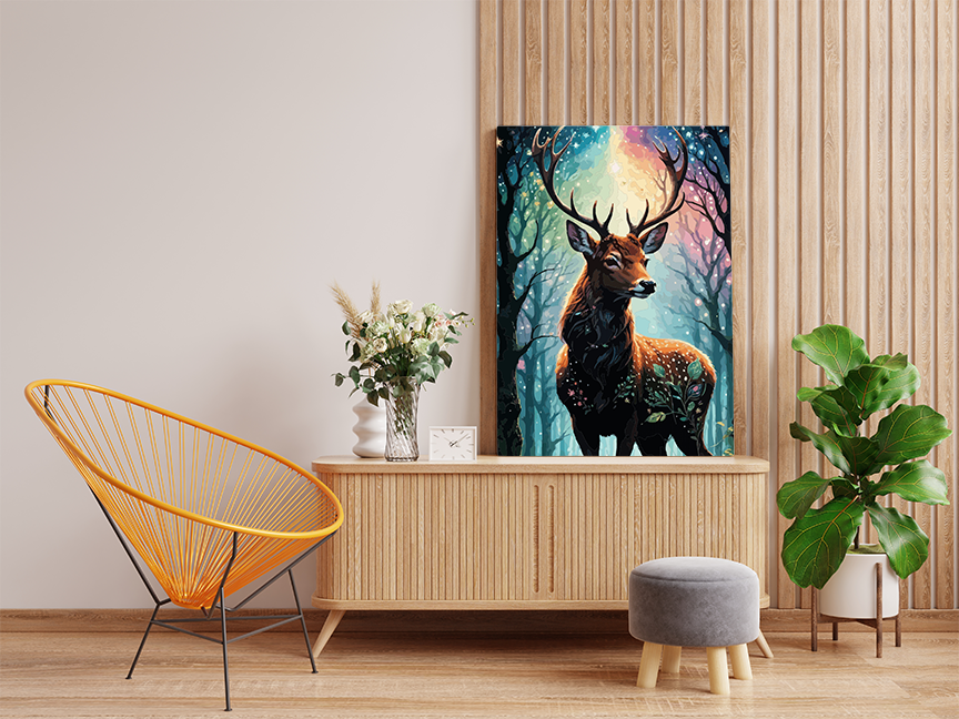 DIY Paint by numbers kit - Majestic Deer in an Enchanted Forest Paint by Numbers Kit