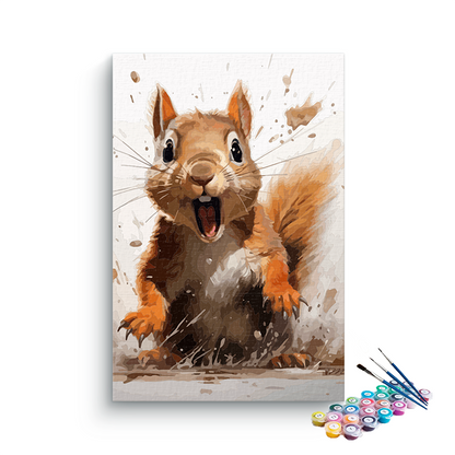 DIY Painting Kit -Playful Squirrel in Action Paint by Numbers Kit