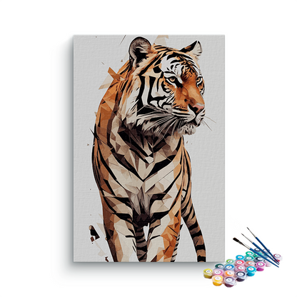 DIY Painting Kit -Geometric Tiger in Bold Colors Paint by Numbers Kit