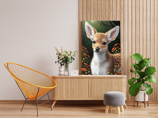 DIY Paint by numbers kit - Adorable Fawn in Flower Meadow Paint by Numbers Kit