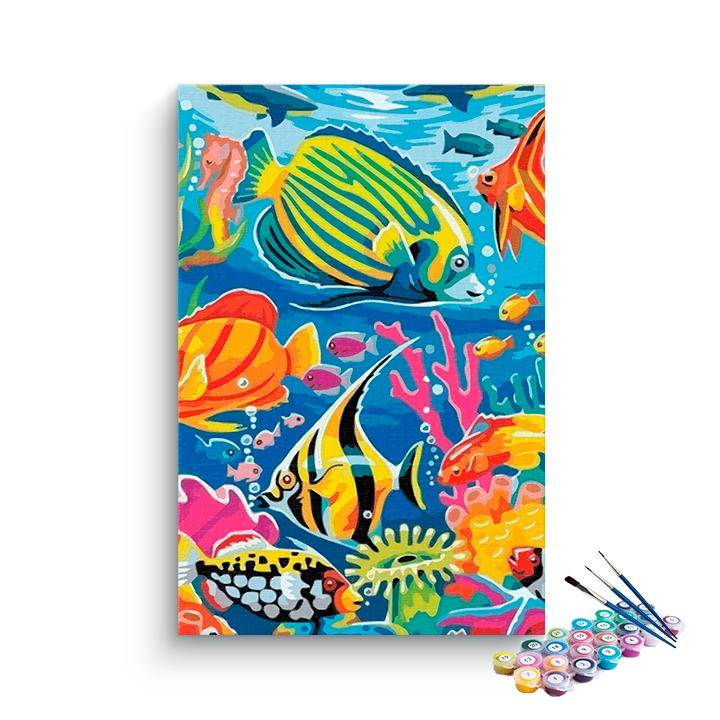 DIY Painting Kit -Colorful Coral Reef Fish Paint by Numbers Kit