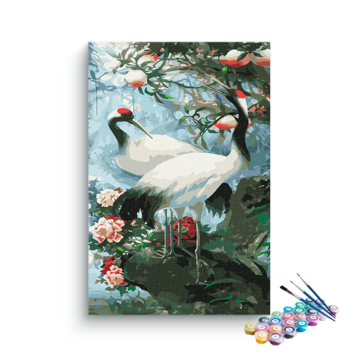 DIY Painting Kit -Serene Cranes Amid Blossoms Paint by Numbers Kit