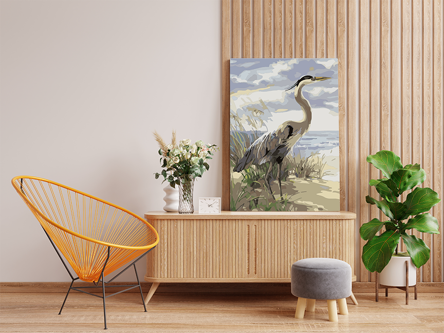 DIY Paint by numbers kit - Serene Coastal Heron Paint by Numbers Kit
