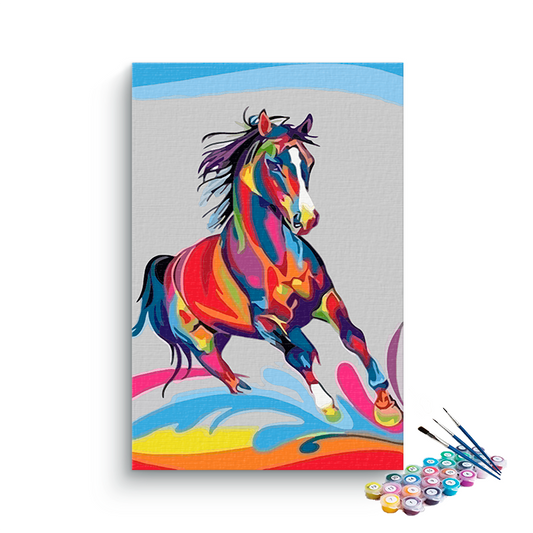 DIY Painting Kit -Vibrant Abstract Horse Paint by Numbers Ki