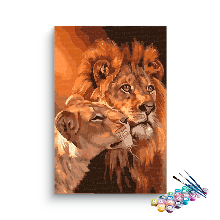 DIY Painting Kit -Regal Lion Couple Paint by Numbers Kit