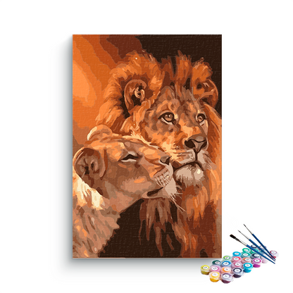DIY Painting Kit -Regal Lion Couple Paint by Numbers Kit