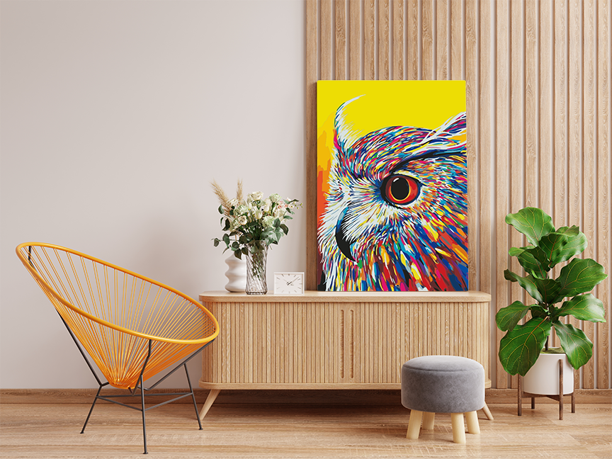 DIY Paint by numbers kit - Vibrant Owl Wisdom Paint by Numbers Kit