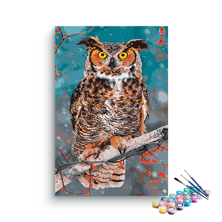 DIY Painting Kit -Majestic Owl in Winter Paint by Numbers Kit