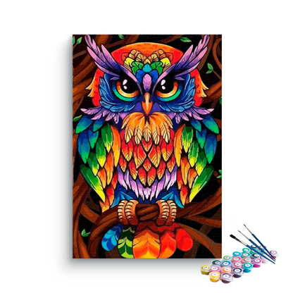 DIY Painting Kit -Vibrant Owl Paint by Numbers Kit