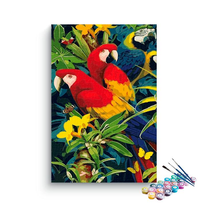 DIY Painting Kit -Vibrant Parrots Paint by Numbers Kit