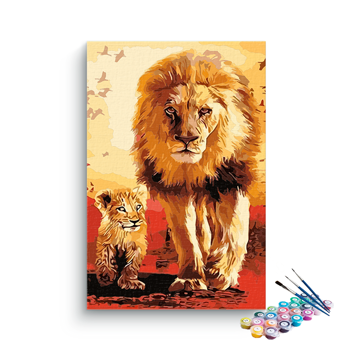 DIY Painting Kit -Lion and Cub Paint by Numbers Kit