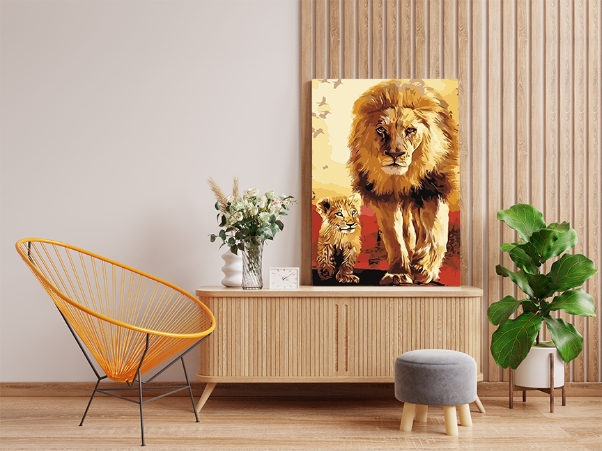 DIY Paint by numbers kit - Lion and Cub Paint by Numbers Kit