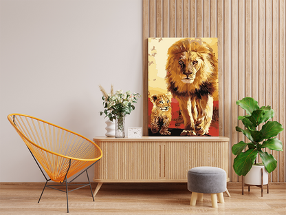 DIY Paint by numbers kit - Lion and Cub Paint by Numbers Kit