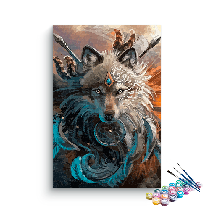 DIY Painting Kit -Spirit Warrior Wolf Paint by Numbers Kit