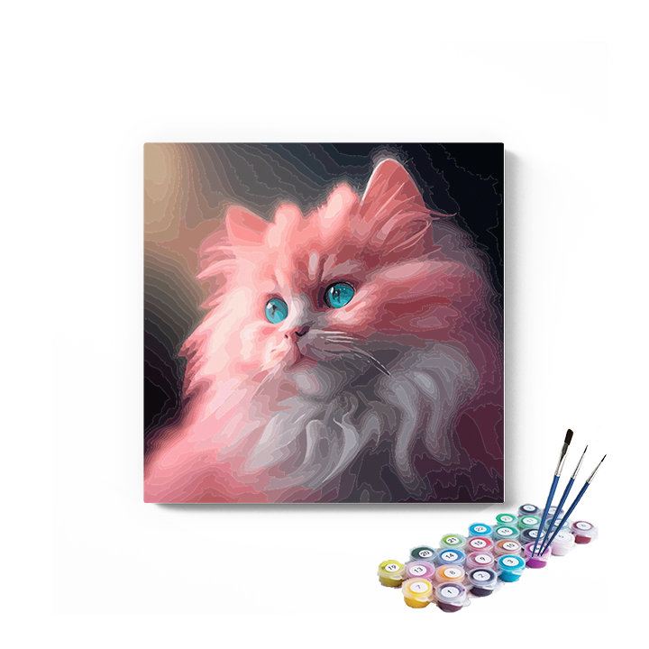 DIY Painting Kit -Fluffy Pink Kitten Paint by Numbers Kit
