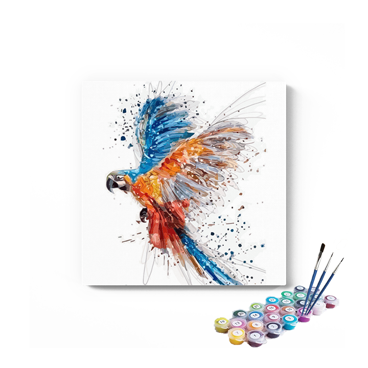 DIY Painting Kit -Vibrant Parrot Splash Paint by Numbers Kit