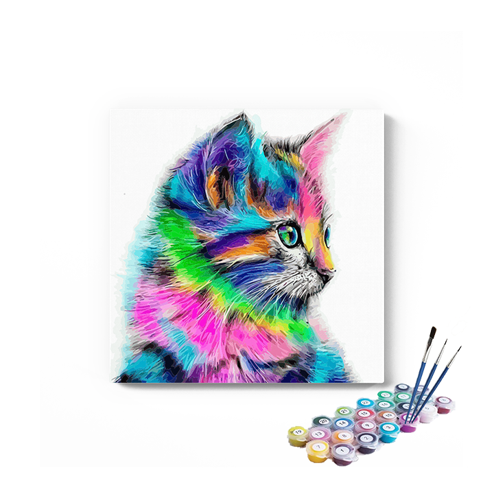 DIY Painting Kit -Rainbow Kitten Paint by Numbers Kit