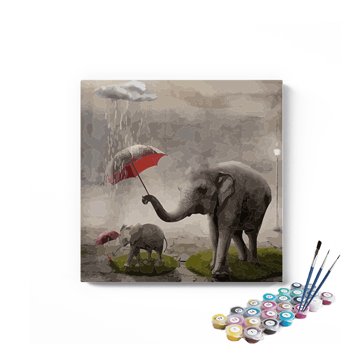 DIY Painting Kit -Elephants in the Rain Paint by Numbers Kit