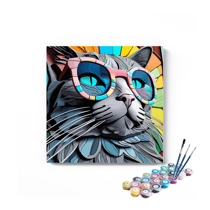 DIY Painting Kit -Cool Cat with Sunglasses Paint by Numbers Kit