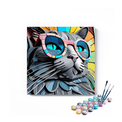 DIY Painting Kit -Cool Cat with Sunglasses Paint by Numbers Kit