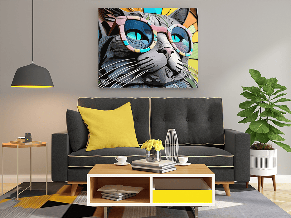 DIY Paint by numbers kit - Cool Cat with Sunglasses Paint by Numbers Kit