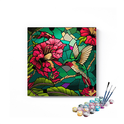 DIY Painting Kit -Hummingbird and Flowers Paint by Numbers Kit