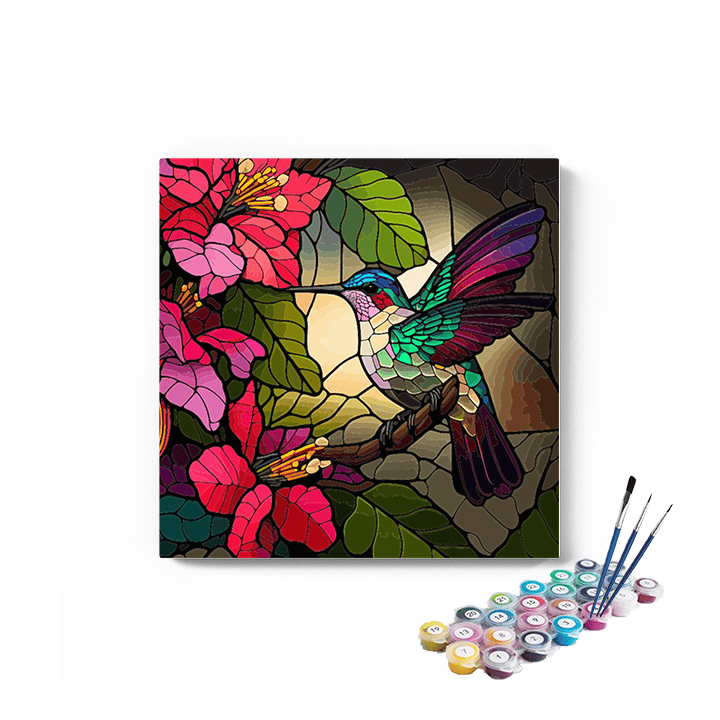 DIY Painting Kit -Stained Glass Hummingbird Paint by Numbers Kit