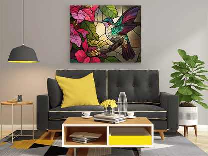 DIY Paint by numbers kit - Stained Glass Hummingbird Paint by Numbers Kit