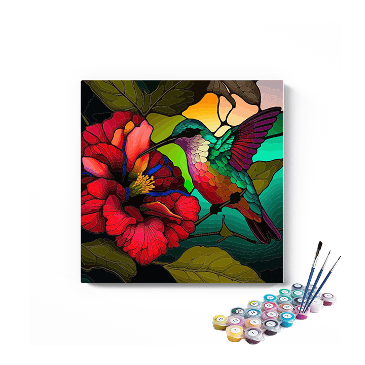 DIY Painting Kit -Stained Glass Hummingbird III Paint by Numbers Kit