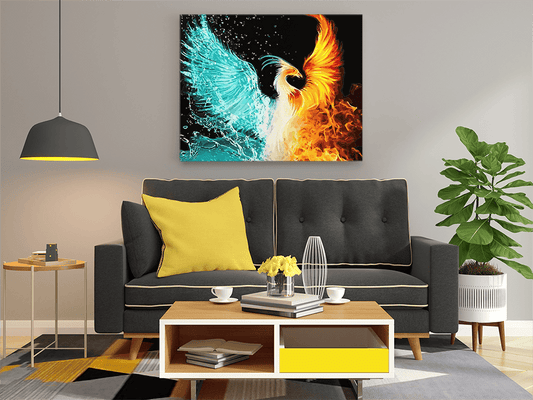 DIY Paint by numbers kit - Dual Element Phoenix Paint by Numbers Kit