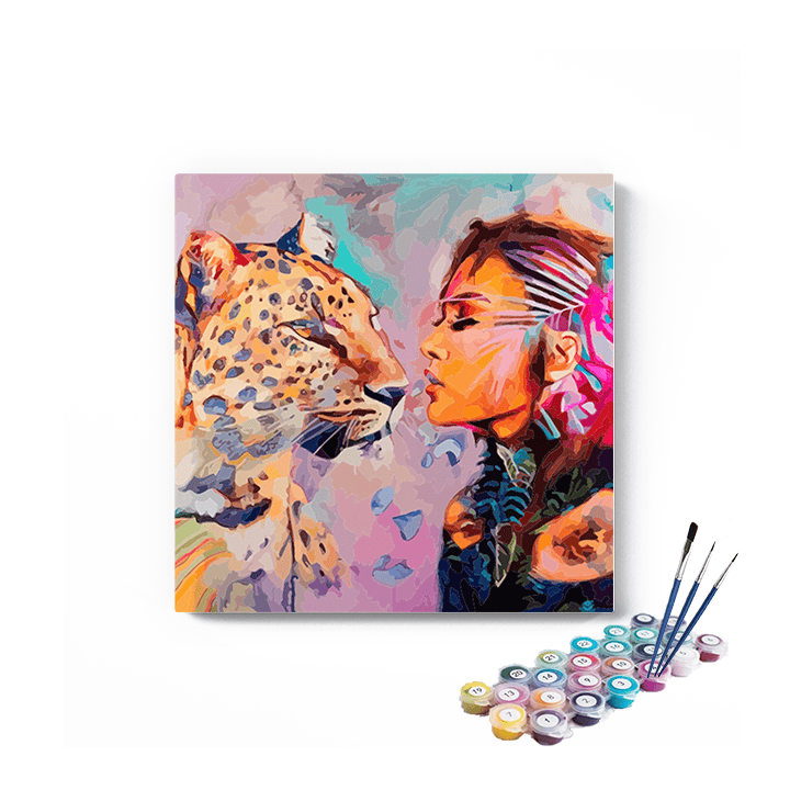 DIY Painting Kit -Leopard and Woman Paint by Numbers Kit