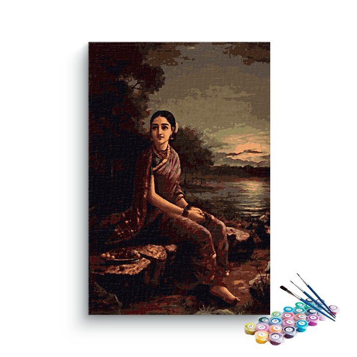 Radha in moonlight by raja ravi varma paint by numbers