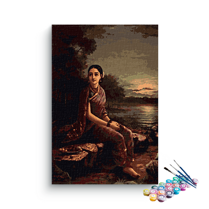 Radha in moonlight by raja ravi varma paint by numbers